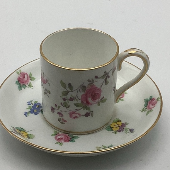 Crown Staffordshire England Roses and Pansies Demitasse Cup and Saucer - Picture 1 of 9